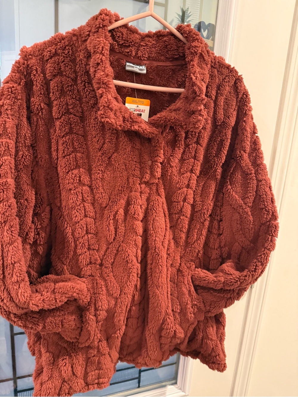 32 Degrees Plush Pullover Jacket in Rust